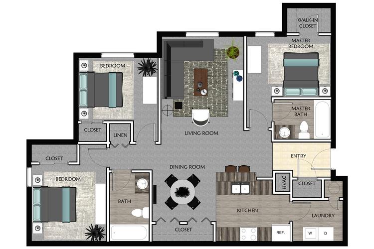 3 Bedroom Apartment Floor Plans & Pricing Eagle's Pointe