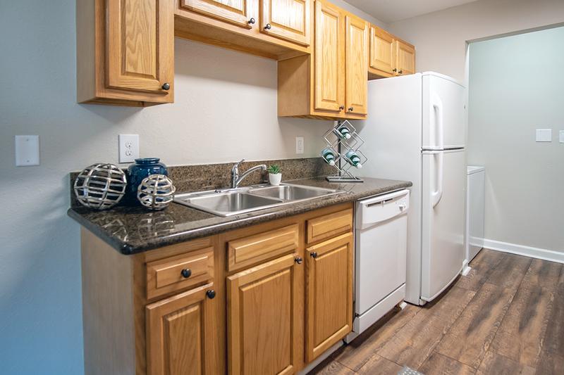 Classic Kitchen | Classic galley-style kitchen complete with all appliances, a mounted microwave, and a large pantry!

*Market rate apartments start at $1,285!
*Income restricted apartments start at $1,235!