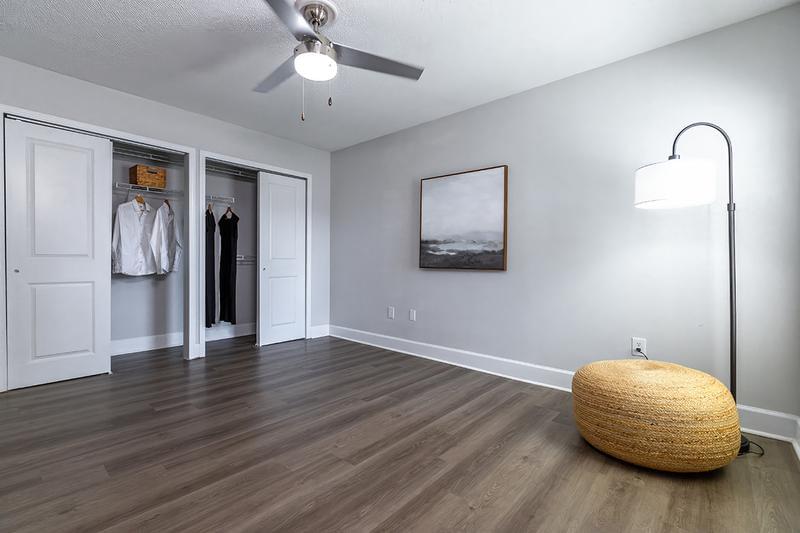 Master Bedroom | All master bedrooms at MAV are spacious enough to fit a King suite. With wall-to-wall closets, and plush carpeting or plank flooring, you'll love your master retreat!