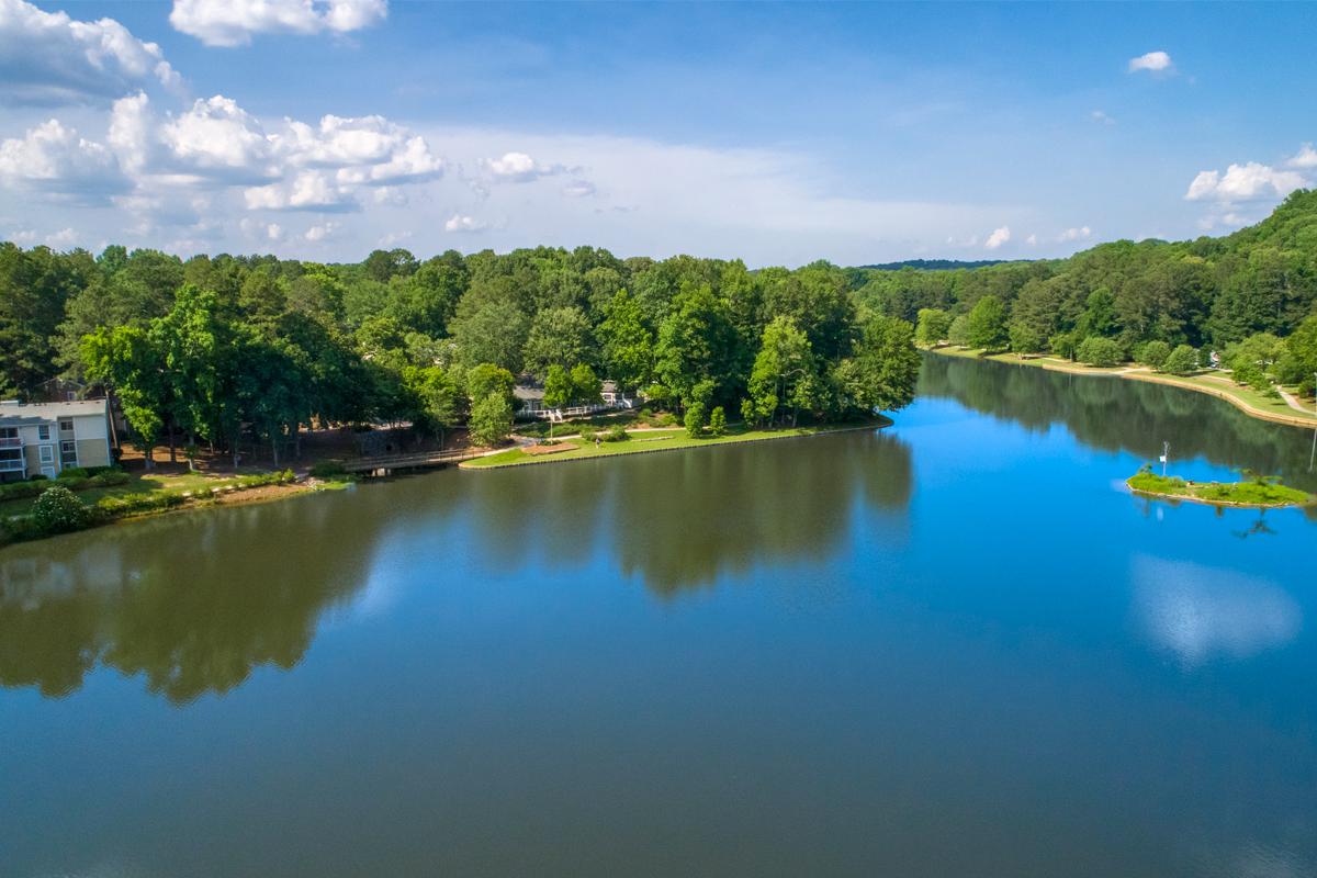 Breathtaking views available of beautiful Martin Lake in these stunning Roswell, GA Apartments.