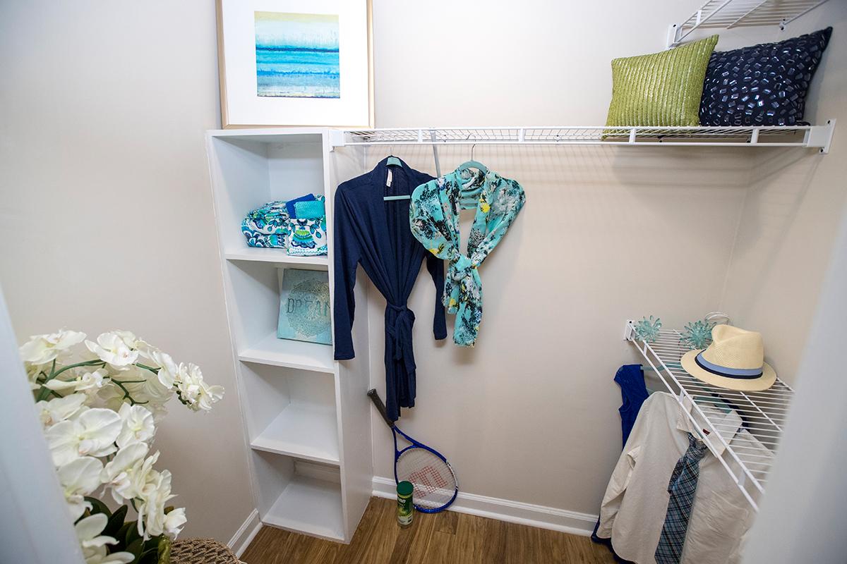Spacious walk-in closets with built-in organizers. 