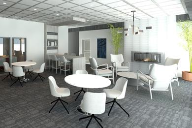 Newly Renovated Office | Lounge and Lease Area:  COMING SOON – FALL/WINTER 2023