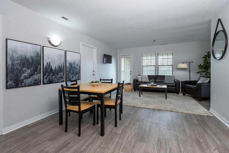 Living and Dining Area | Apartments have room for a dining table next to the kitchen.