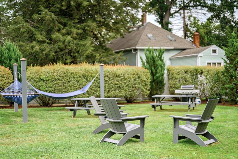 Event Lawn | Our event lawn features hammocks, a picnic area, and Adirondack chairs.