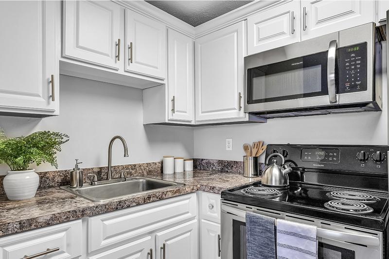 Stainless Steel Appliances | You will enjoy our newly remodeled apartment homes featuring wood-style flooring, granite-style countertops, and stainless steel appliances.