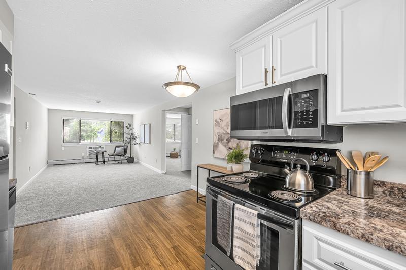 2 Bedroom Kitchen | Newly remodeled kitchen in our Sunset floor plan.