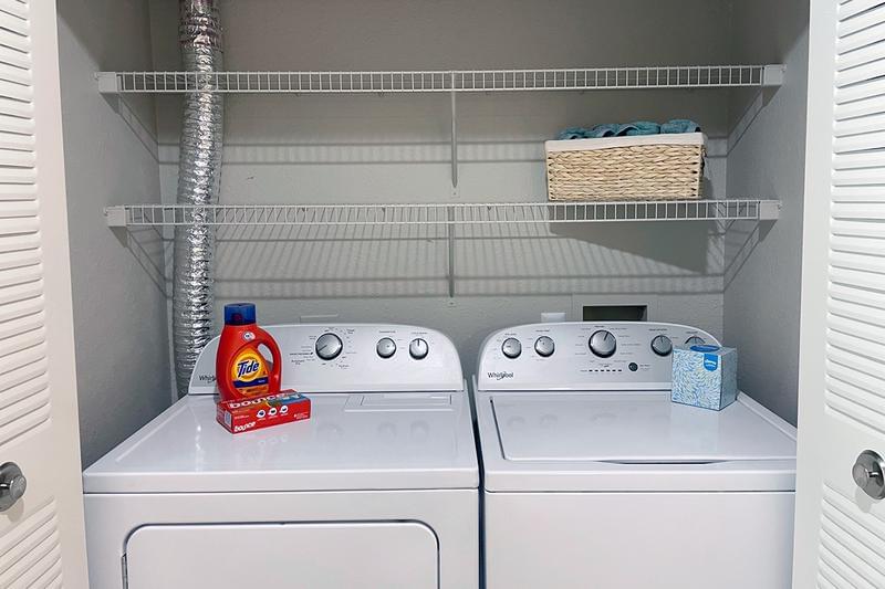 Full Size Washer & Dryer | Apartments are complete with full-size washer and dryer appliances.