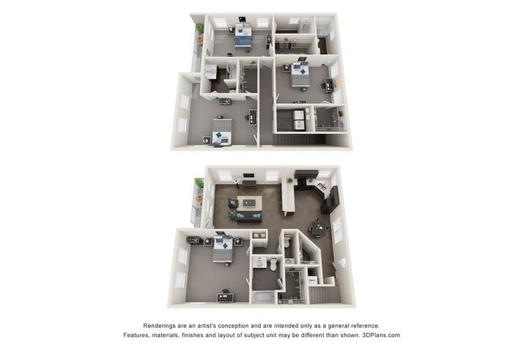 3D | Looking for a floor plan that will give you and your roommates the space and privacy you deserve? The Quad floor plan will have you covered.