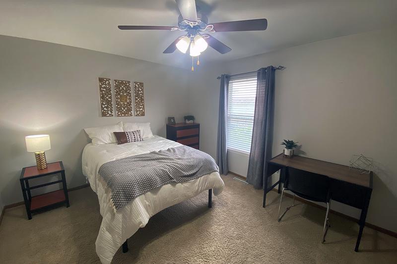 Spacious Bedrooms | Your spacious bedroom with the option of it being furnished or unfurnished will feature plush carpeting, a private bathroom and a multi-speed ceiling fan.