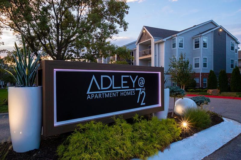 Entry Sign at Night | You'll always be welcomed home at Adley @ 72nd.