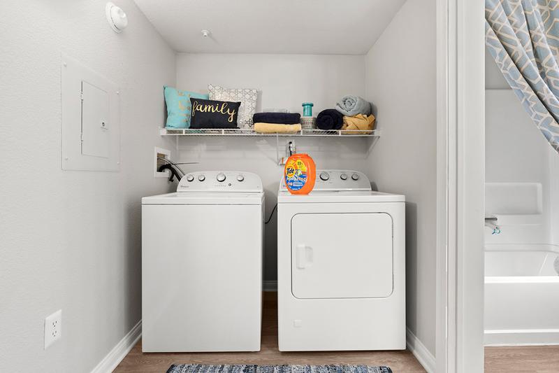 Laundry Room | Here at Millennium East, we are ALL about convenience for our residents! Each apartment comes equipped with a FULL size washer/dryer for all your laundry needs!