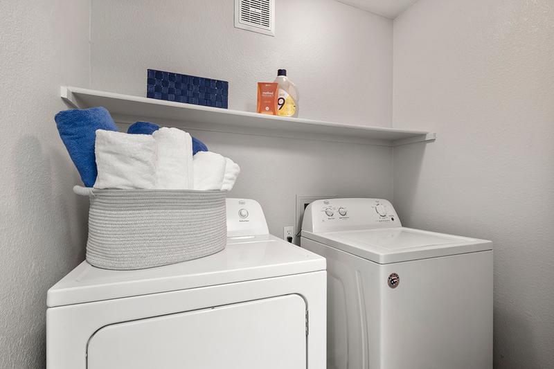 Full Size Washer & Dryer | You apartment home includes full-size washer and dryer appliances.