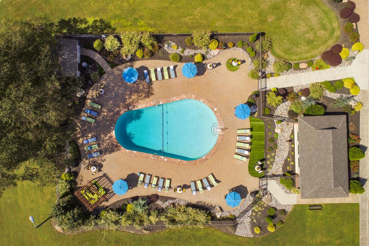 An aerial view of our pool area.