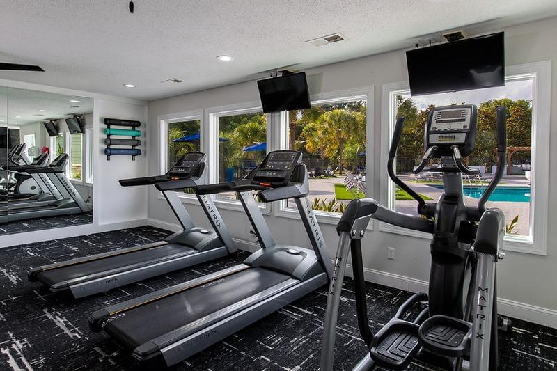 Cardio Equipment | Our fitness center features cardio equipment like treadmills and ellipticals. 