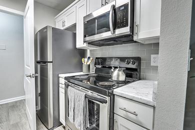 Stainless Steel Appliances | Your kitchen will include a stainless steel appliance package including a fridge, stove, microwave and dishwasher.