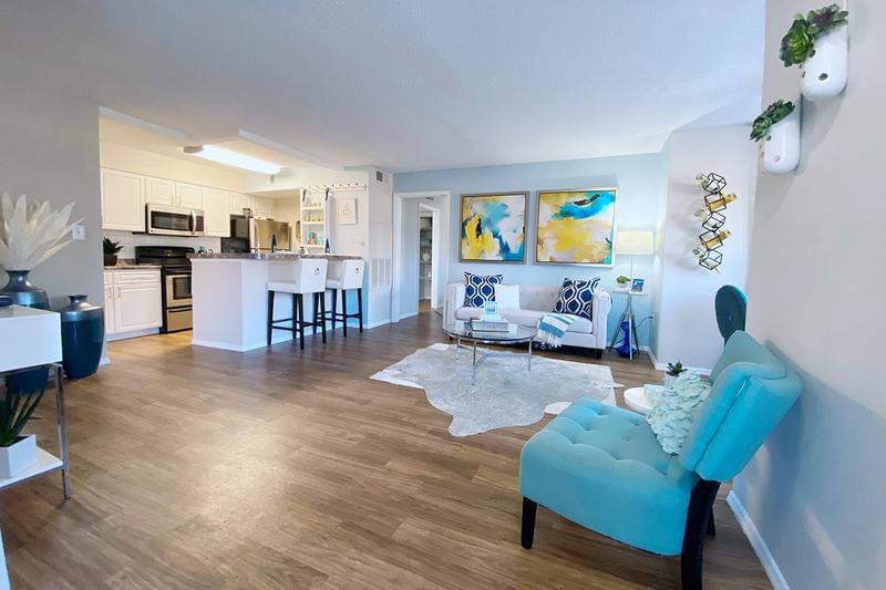 Open Floor Plans | Our apartment homes feature spacious, open floor plan concepts. We are excited to offer in-person tours while following social distancing and we encourage all visitors to wear a face covering.
