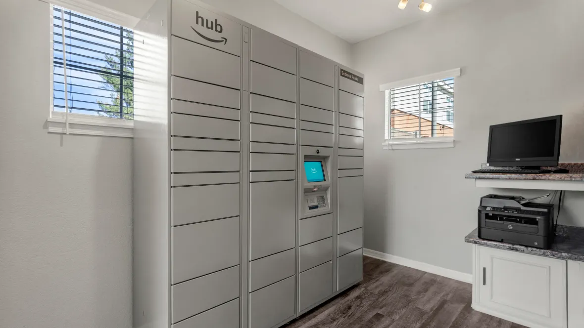 Package lockers conveniently locked inside the resident business center for ease of accessing anytime. 