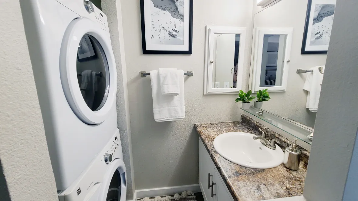 Full-size washer and dryer unit for hassle-free laundry.