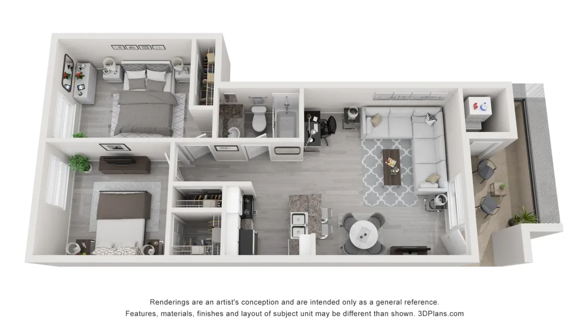 A 3D floor plan rendering of The Scottsdale. 