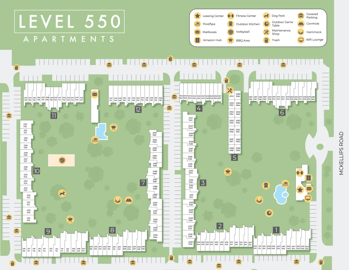 A 2D rendering of the Level 550 community in Mesa, Arizona. 