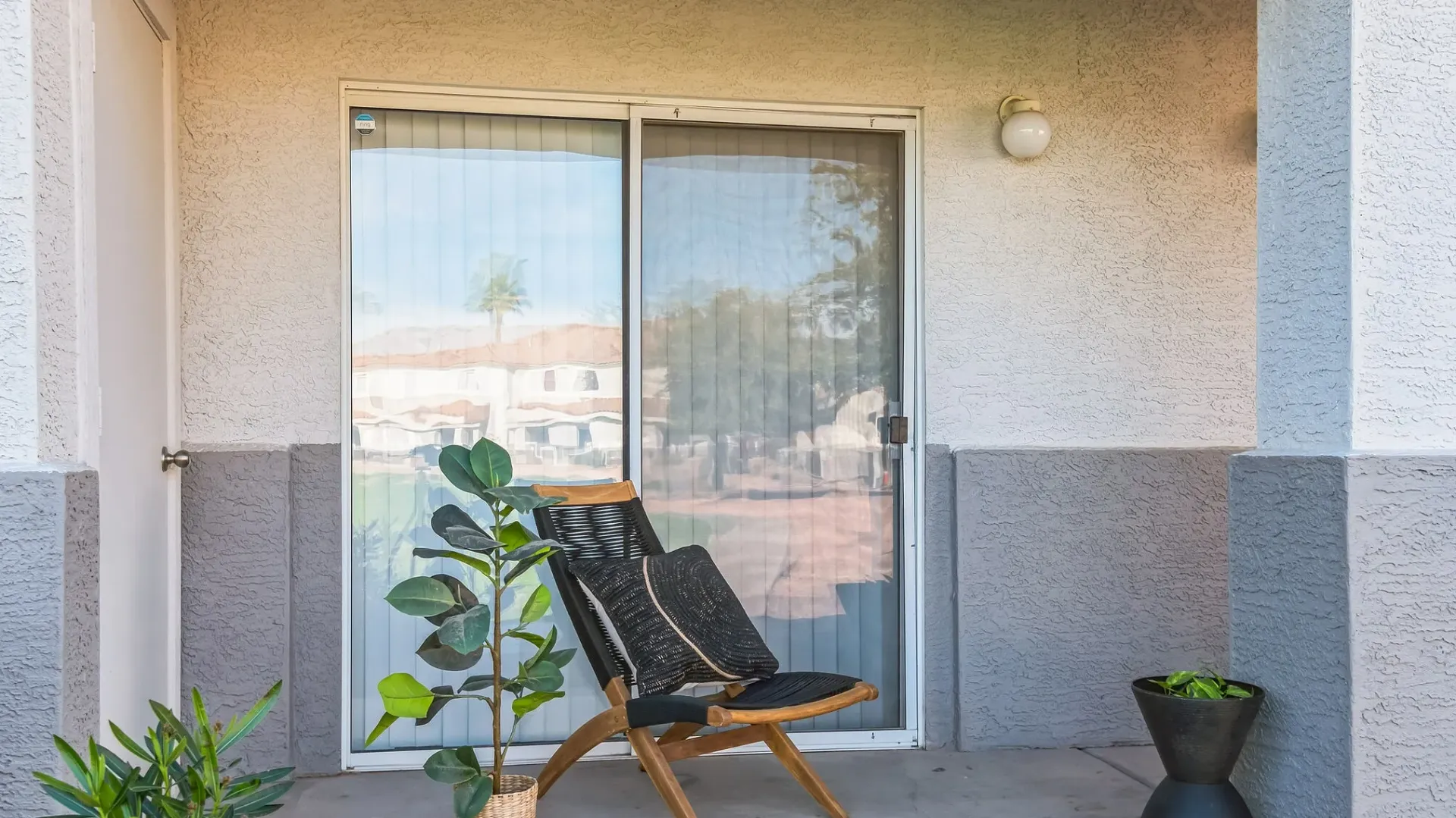 A patio outside of an apartment home