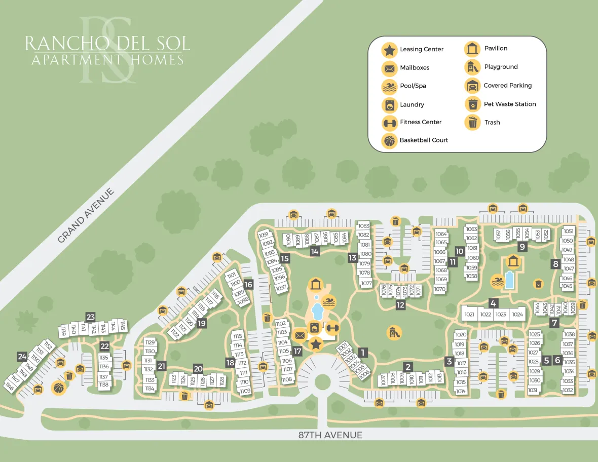 A map rendering of Rancho Del Sol Apartments