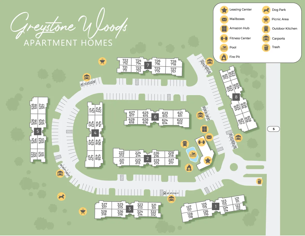 A property map of Greystone Woods. 