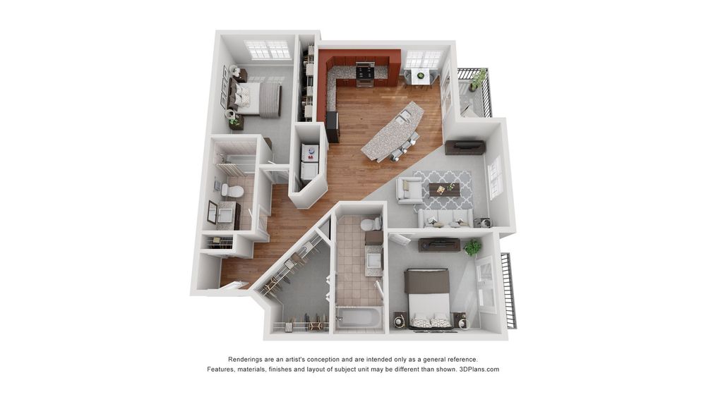 The Oakley Deluxe offers two beds, two baths.