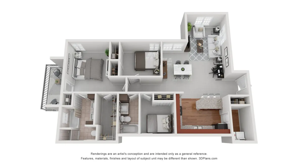 The Magnolia floorplan offers three beds, two baths.
