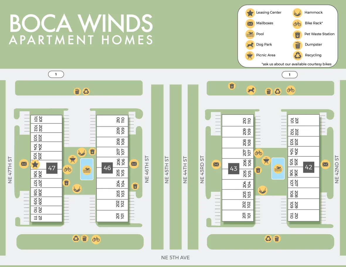 A 2D rendering of the Boca Winds community in Boca Raton, Florida. 