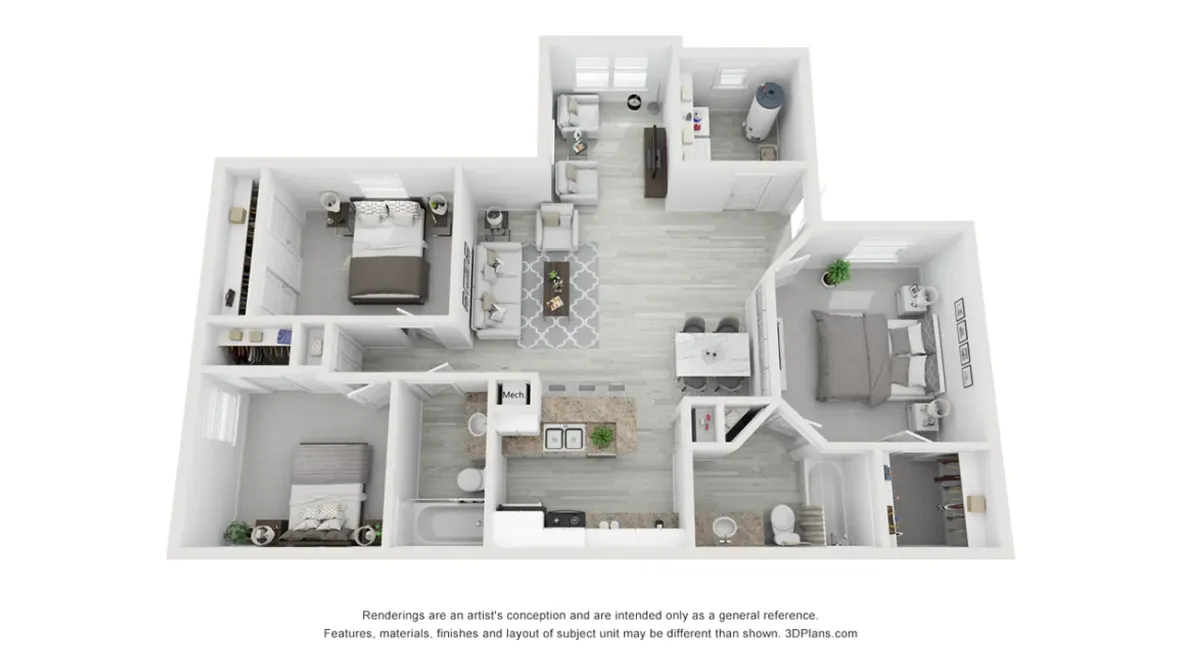 A photo of our 3x2 floor plan, The Madison.