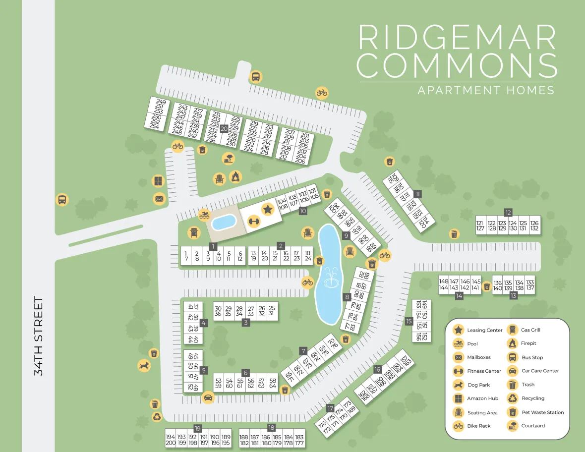 A rendering of a map of the community at Ridgemar Commons