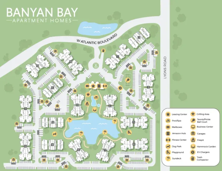 A 2D rendering of the Banyan Bay community in Jacksonville, Florida. 