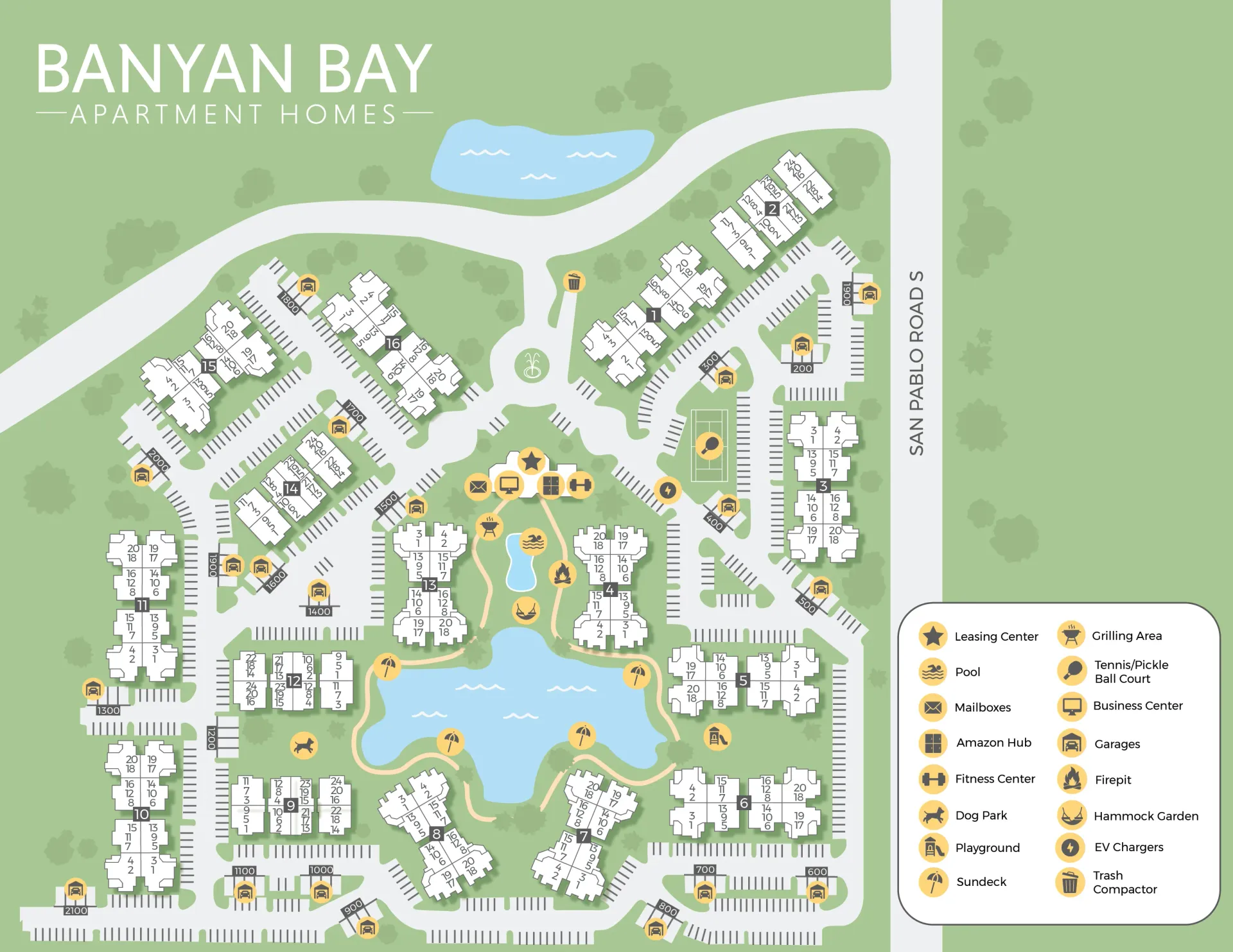 A 2D rendering of the Banyan Bay community in Jacksonville, Florida. 