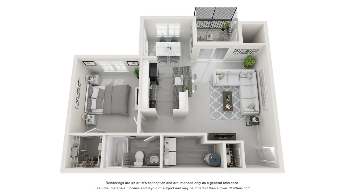 A floor plan for Baybreeze, two bed one bath. 