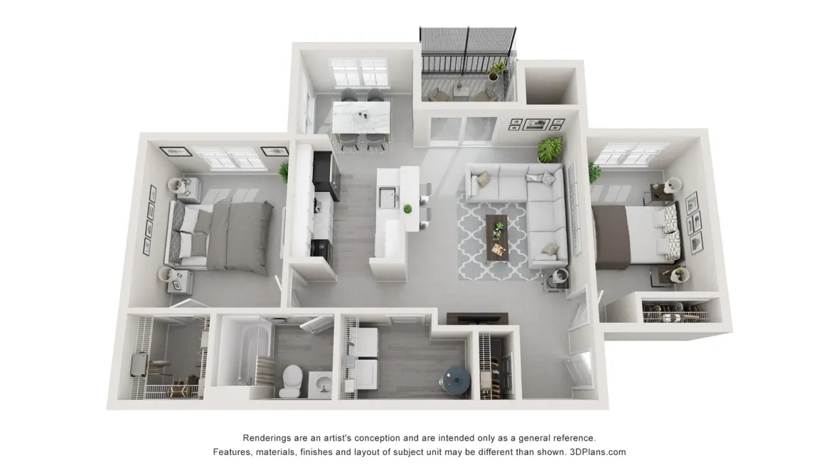 Floor plan for Osbourne, a two bed one bath. 