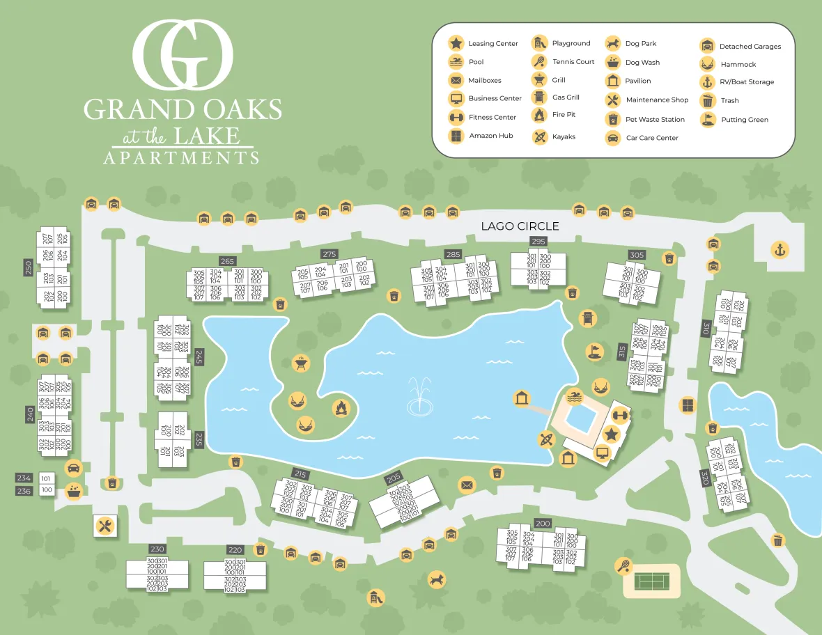A 2D rendering of the Grand Oaks at the Lake community in Melbourne, Florida.