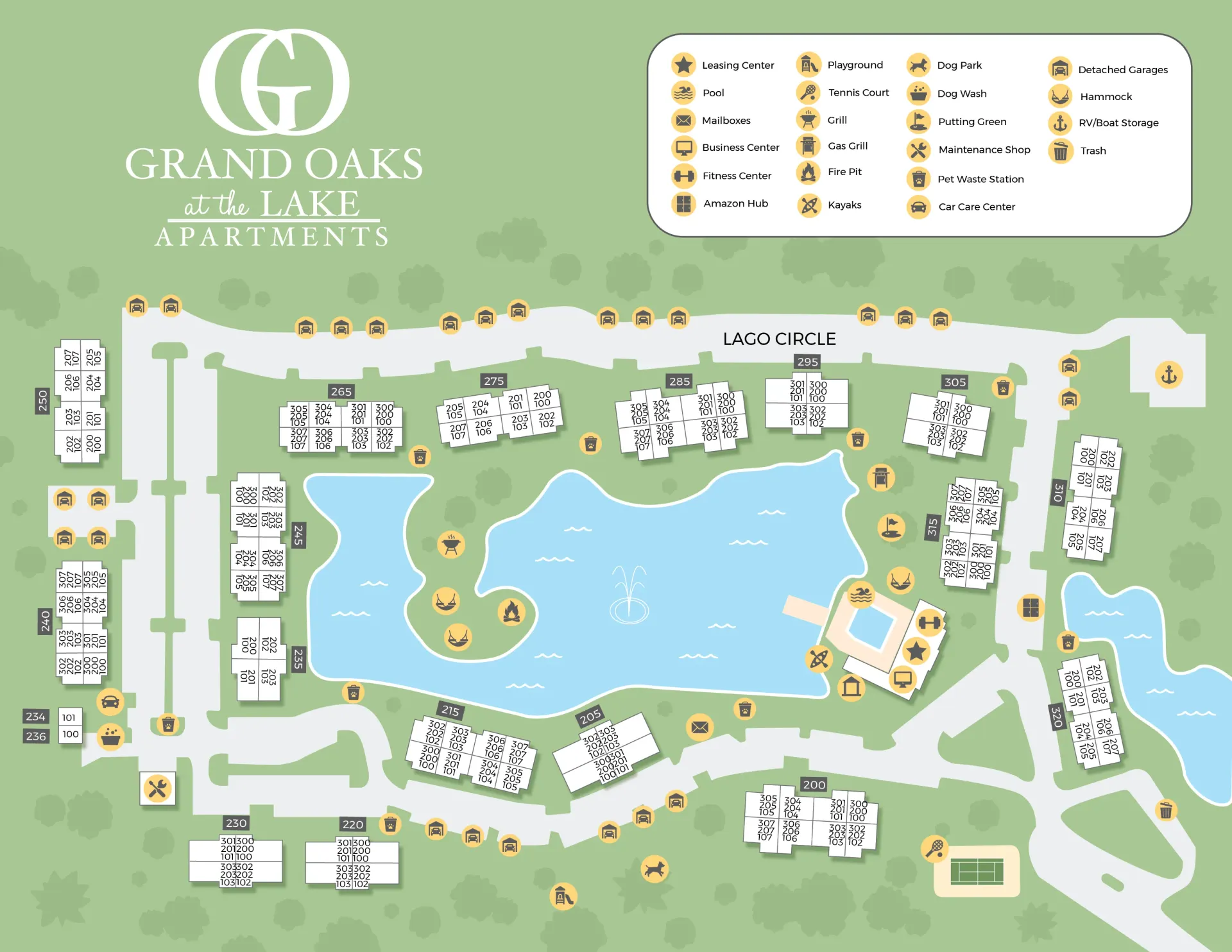 A 2D rendering of the Grand Oaks at the Lake community in Melbourne, Florida.