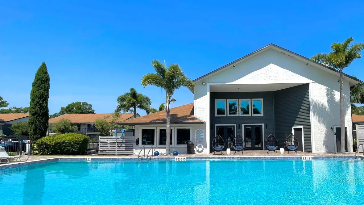 The exterior of our leasing office from the pool deck.