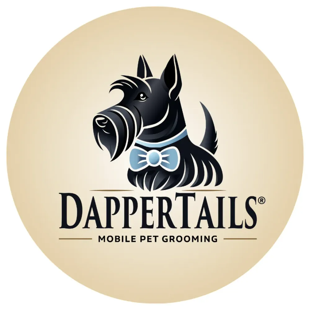 The logo for DapperTails Mobile Pet Grooming.