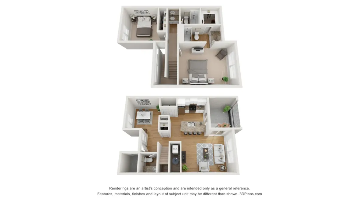 A photo of our 2x2.5 floor plan, The Paxton.