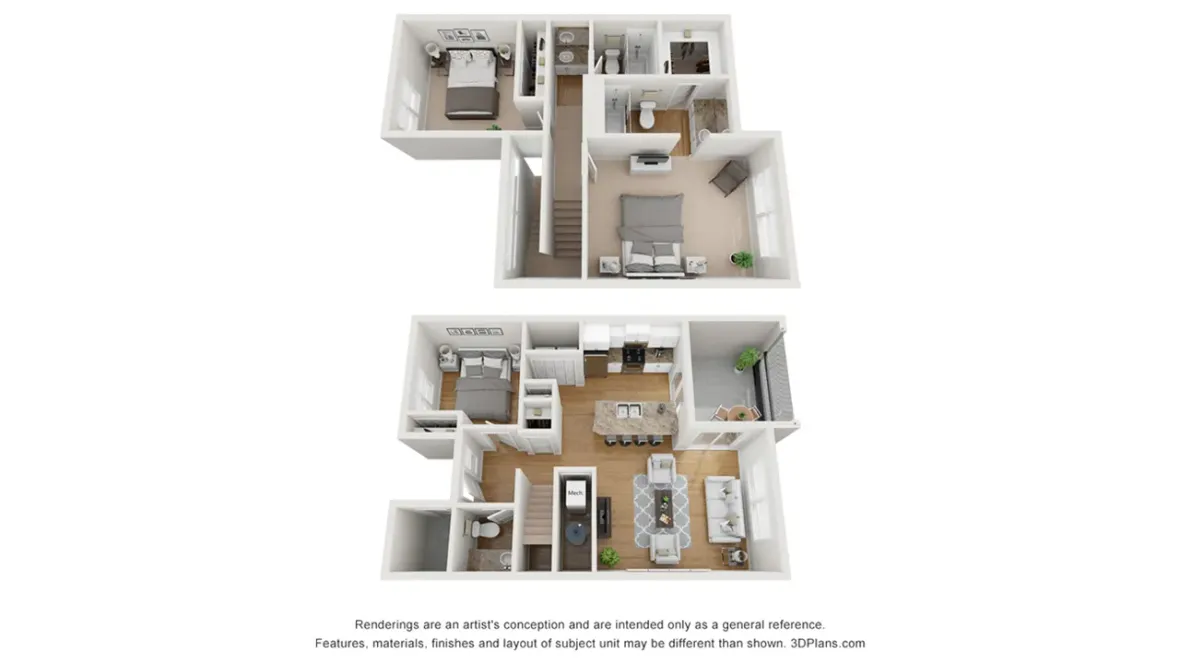 A photo of our 3x2.5 floor plan, The Stafford.