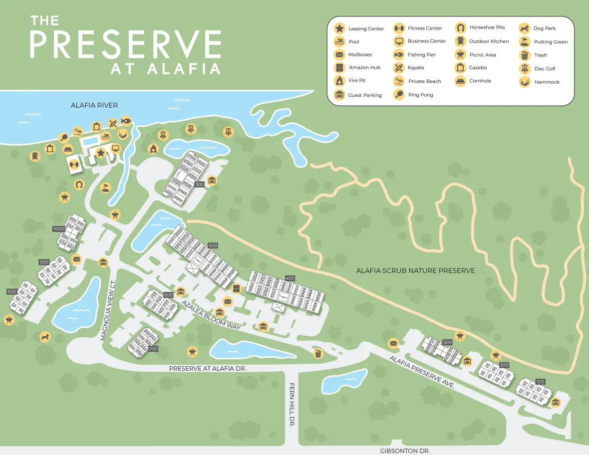 A 2D rendering of the Preserve at Alafia community in Riverview, Florida. 