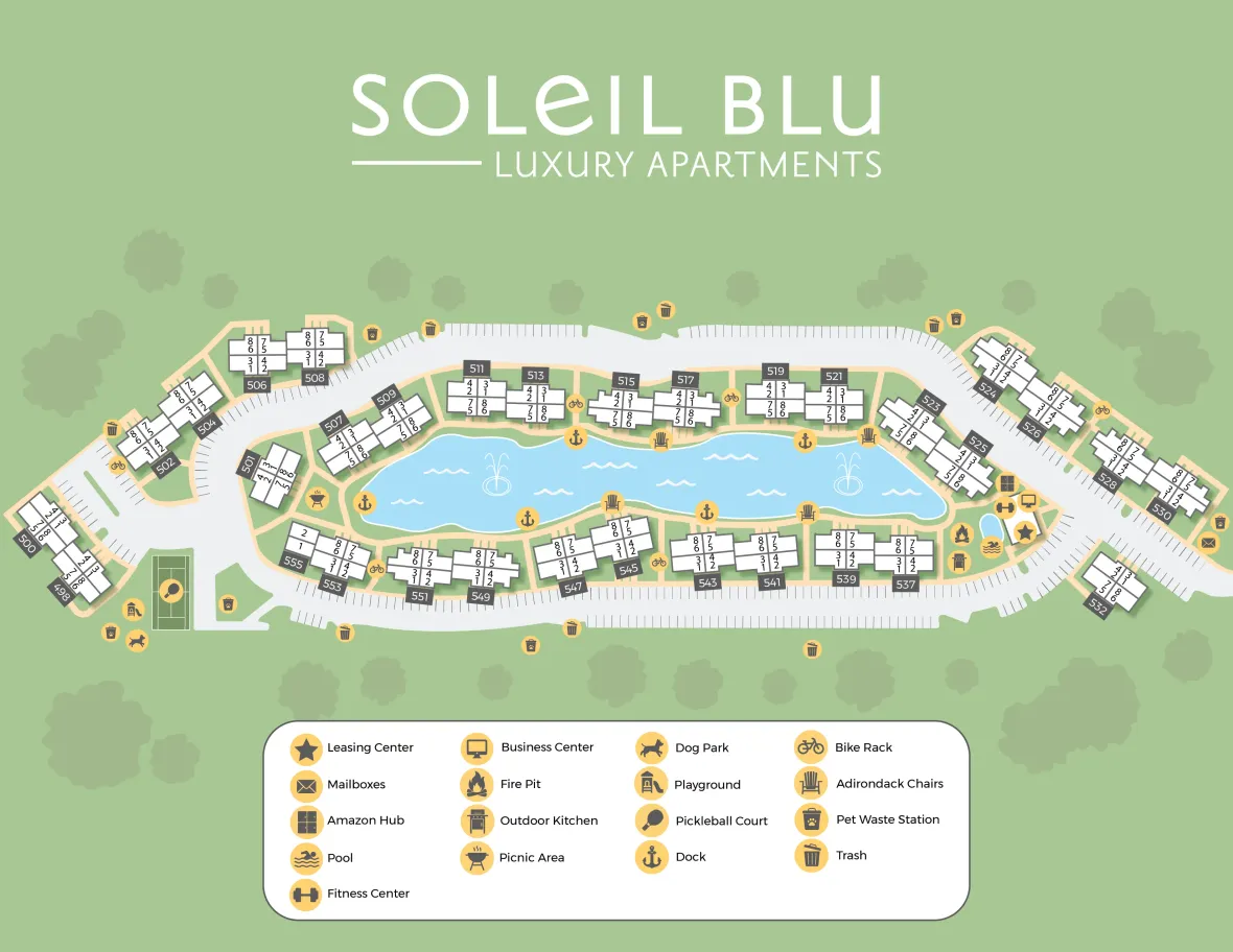 A 2D rendering of the Soleil Blu community in St Cloud, Florida. 