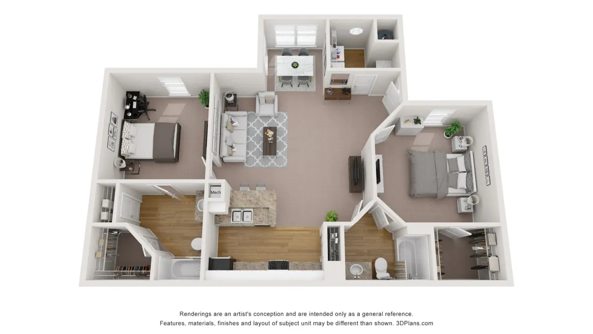 A photo of our 2x2 floor plan, The Magnolia.