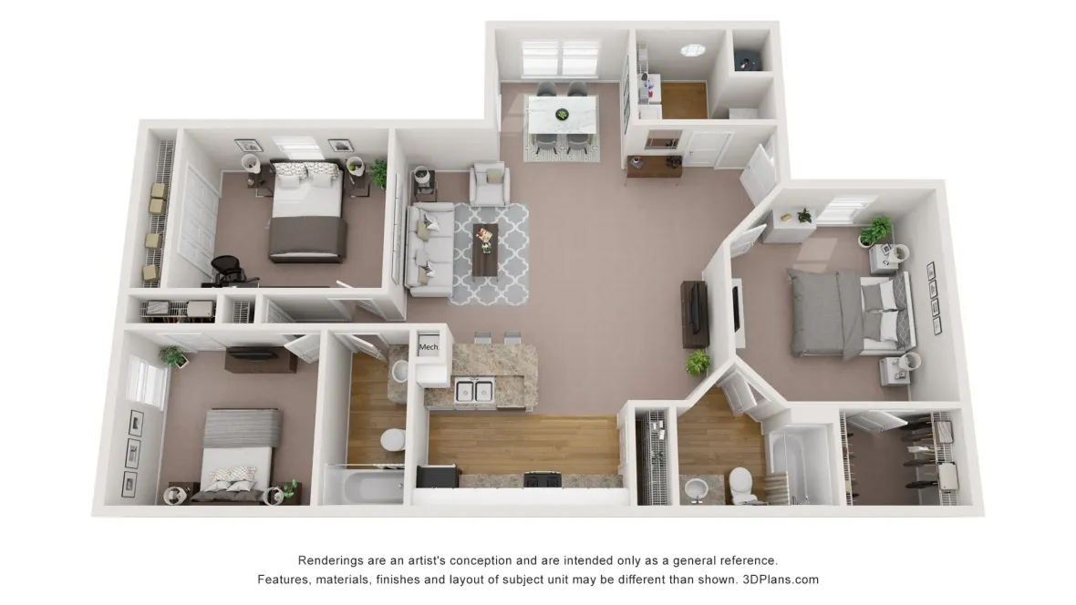 A photo of our 3x2 floor plan, The Oak.