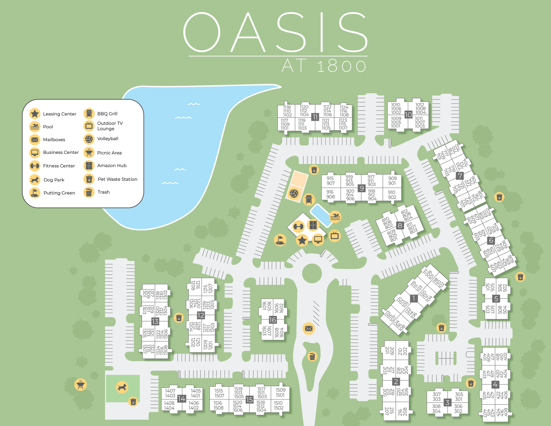 A map rendering of the community, The Oasis at 1800