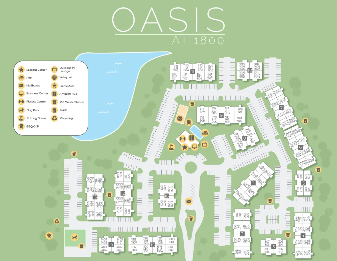A map rendering of the community, The Oasis at 1800