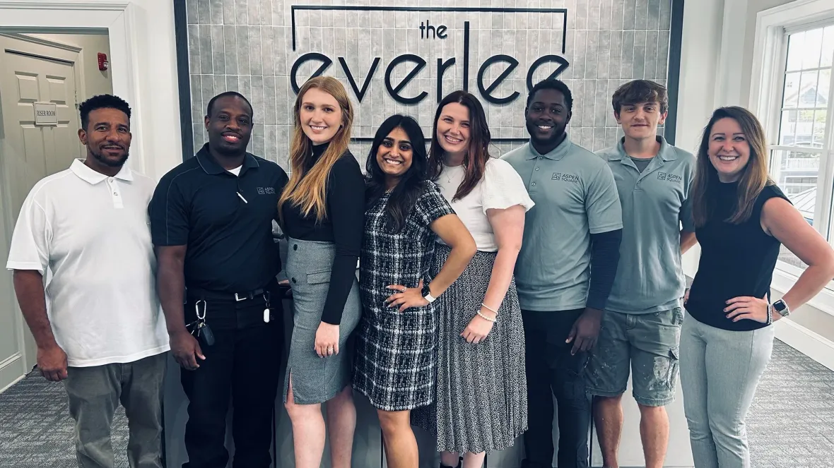 A group shot of the leasing and maintenance staff members at The Everlee