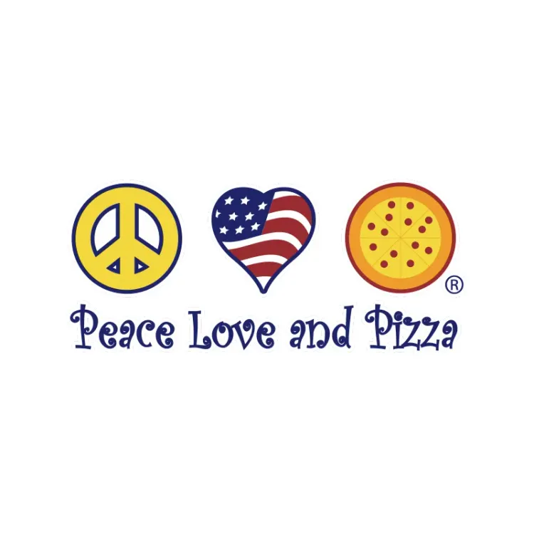 The logo for Peace Love and Pizza.